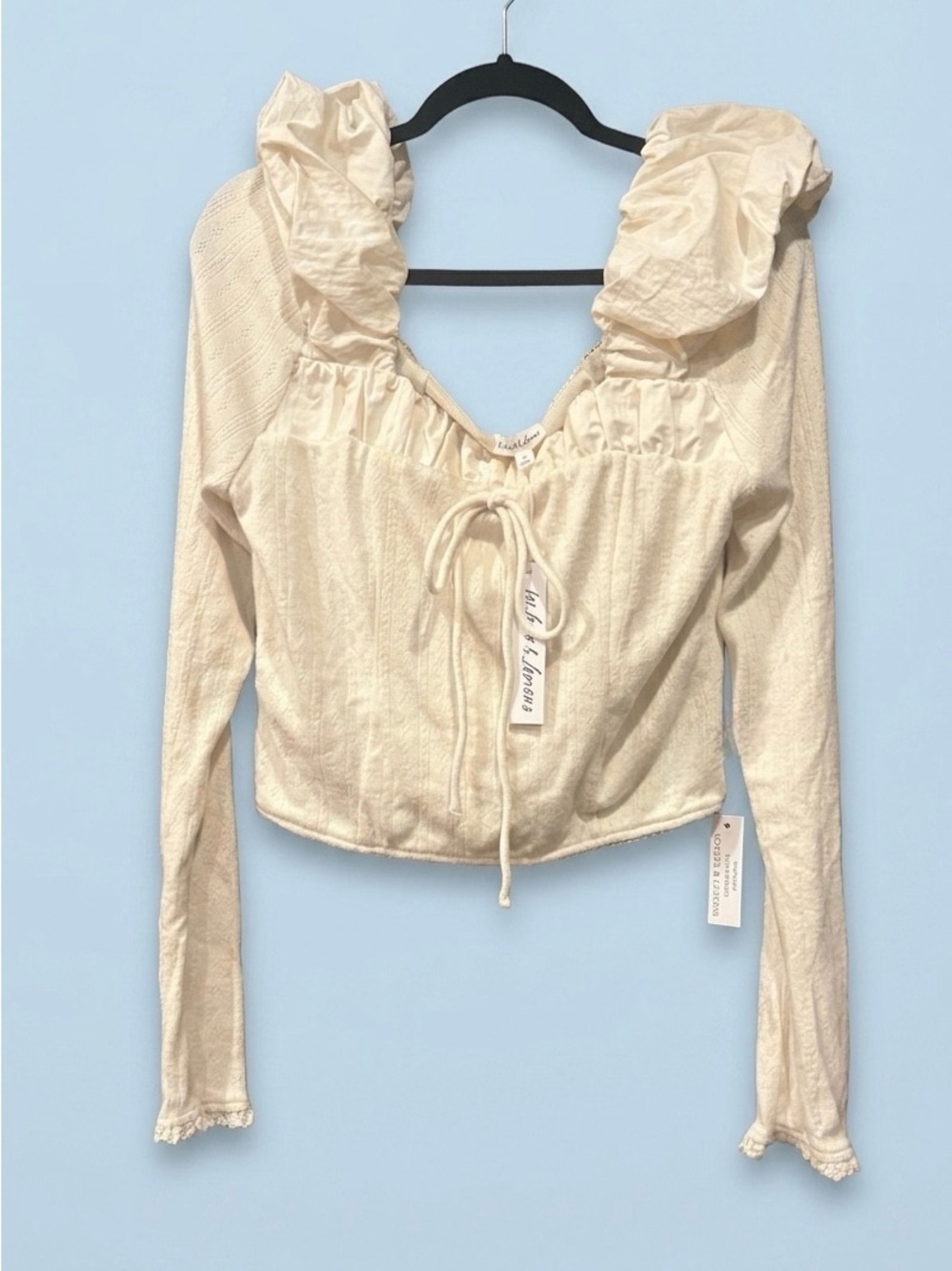 For Love & Lemons Aliyah Pointelle Top in Cream Size XL NWT - Picture 4 of 8